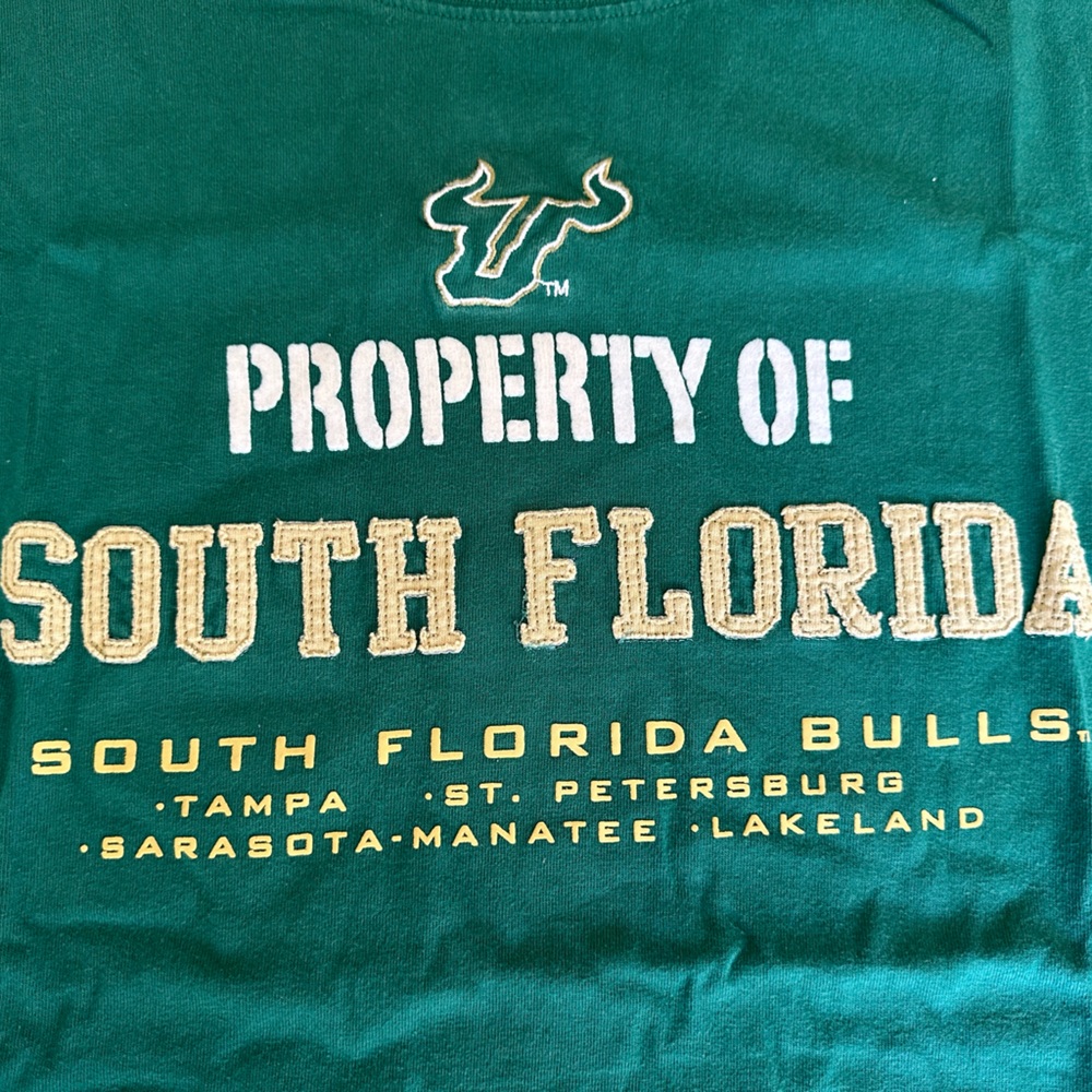 Green, gold and white USF Bulls cotton t-shirt #USFBulls.